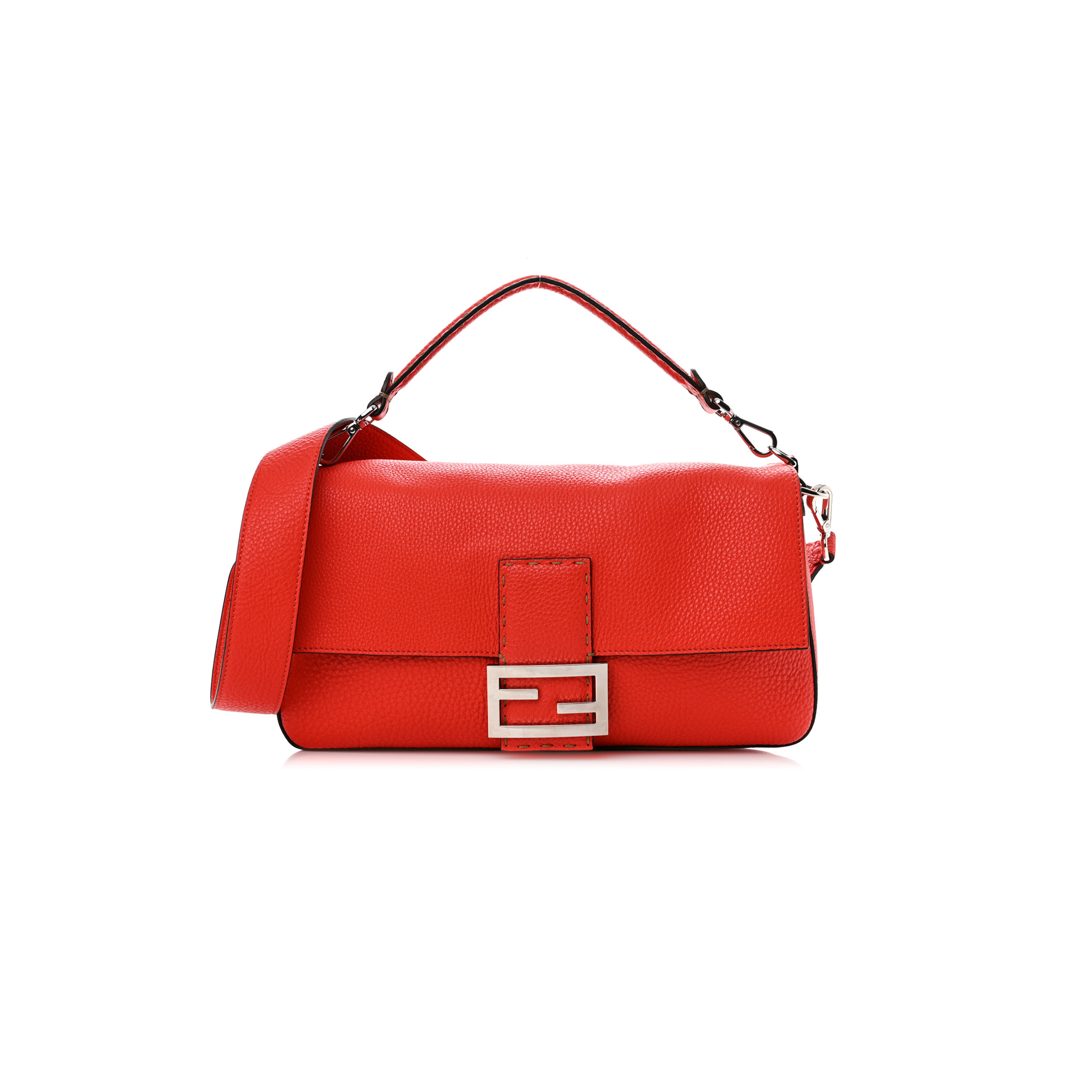 FENDI CUOIO ROMANO SELLERIA LARGE BAGUETTE PAPAVERO (32*18*6cm) 